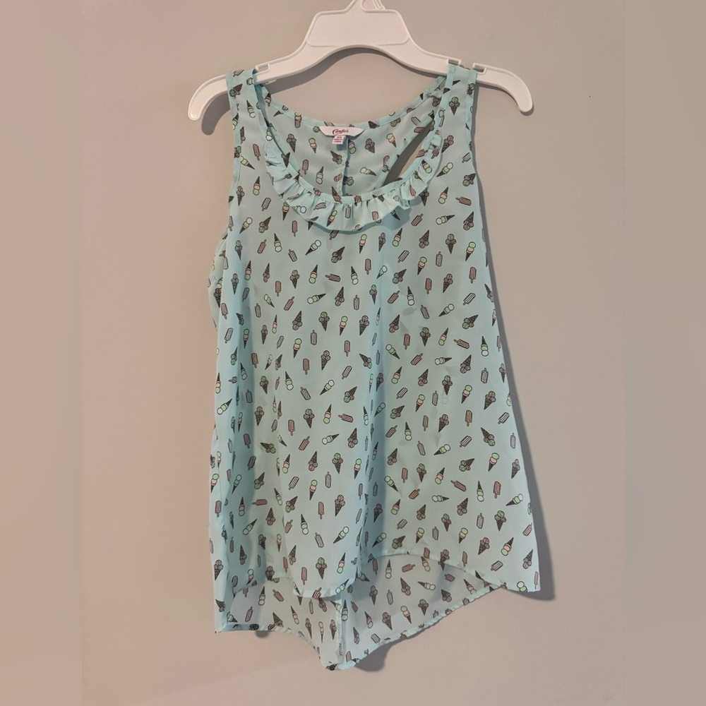 Candie's light blue Sleeveless Ruffled ice cream Blouse, juniors size XS